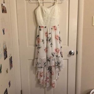 high low, rose patterned dress